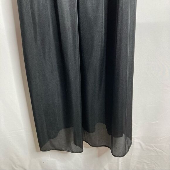 Cachet Black Vintage Lingerie Long Maxi Nightgown Large Lace Detail 80s - Picture 6 of 11